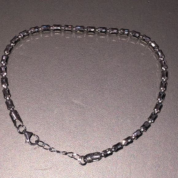 Stunning 14k white gold vermeil anklet best gift for women so sparkly diamondcut - Picture 3 of 5